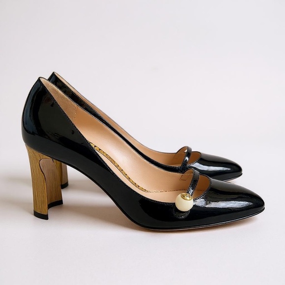 Gucci Vernice Pearl Arielle Mary Jane Pumps US 9.5 EU 39.5 Black Leather NEW - Picture 13 of 15